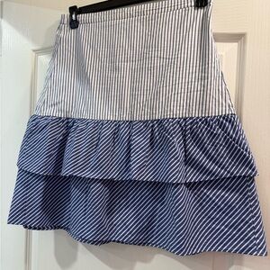 J. Crew Asymmetrical Striped Blue and White Skirt